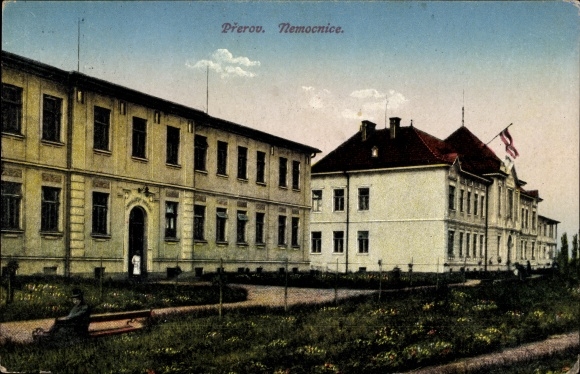 Postcard Přerov Prerau Region Olmütz, Hospital, Barracks