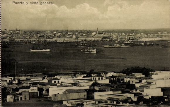 Ak Montevideo Uruguay, Hafenansicht, allgemeine Sicht, Schiffe, Stadtansicht