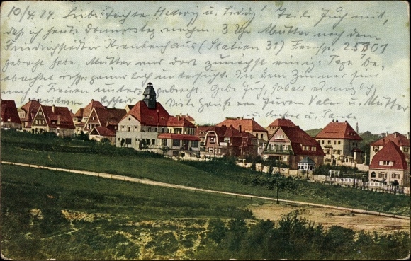 Postcard Dresden Cotta Dölzschen Hohendölzschen, Cafe, view of the town