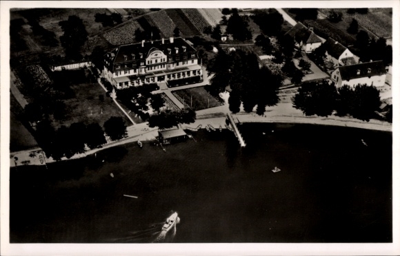 Ak Insel Reichenau Bodensee, Fliegeraufnahme vom Hotel Löchnerhaus