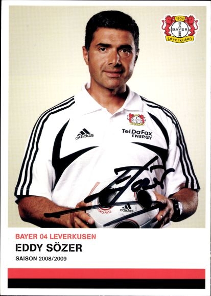 Autogrammkarte Assistenztrainer Eddy Sözer, Bayer 04 Leverkusen, Autogramm