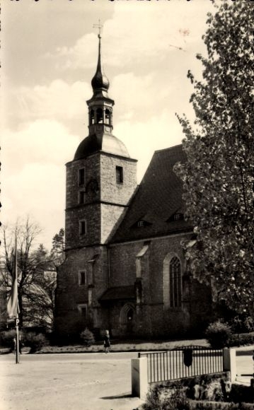 Postcard Glashütte in Saxony, church, architecture, black and white photography
