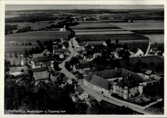 Postcard Fellheim in Unterallgäu, aerial photograph