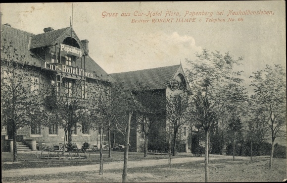 Postcard Papenberg Haldensleben in Saxony Anhalt, Kurhotel Flora, owner Robert Hampe