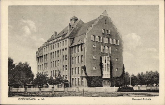 Postcard Offenbach am Main Hessen, Bernard School