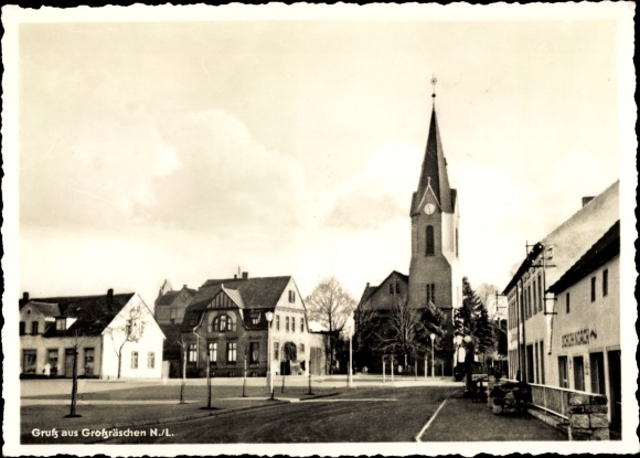 Photo Postcard Großräschen in Lower Lusatia, church, square