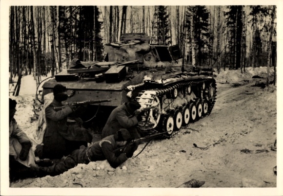 Ak Waffen-SS, Spähtrupp im Karelischen Wald, Panzer