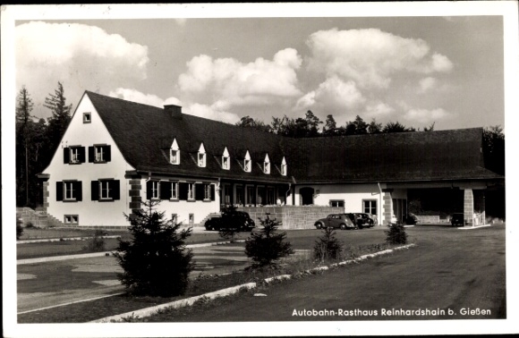 Postcard Reinhardshain Grünberg, motorway rest area