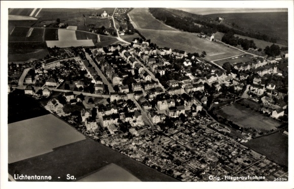 Postcard Lichtentanne Sachsen, aerial photograph