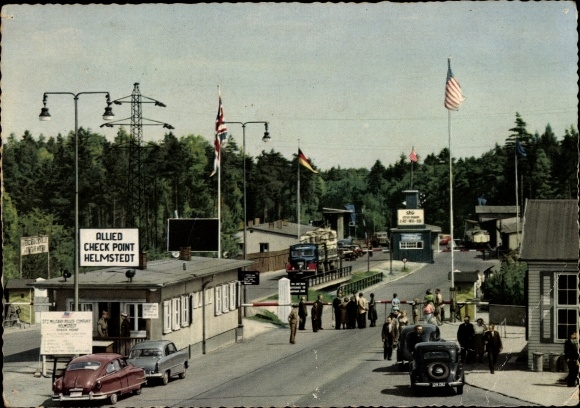 PC Helmstedt in Lower Saxony, zone border, motorway checkpoint, allied checkpoint