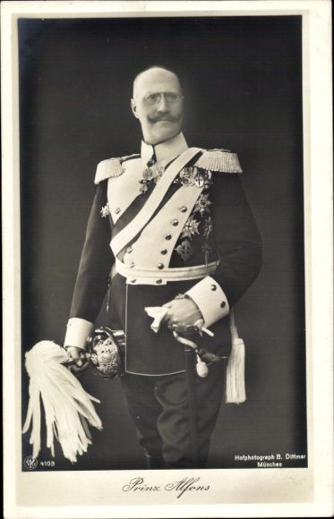 Ak Prins Alfons van Beieren, portret in uniform, NPG 4109
