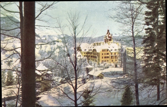 Postcard Semmering in Lower Austria, Hotel Erzherzog Johann in winter