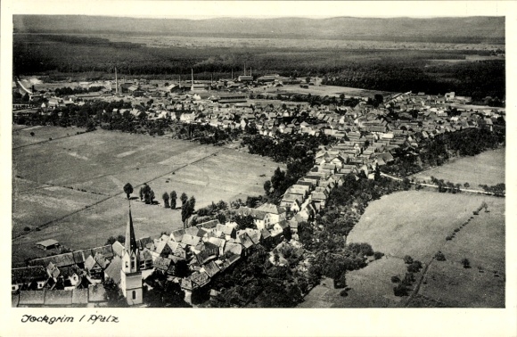 Postcard Jockgrim in the Palatinate, aerial photograph