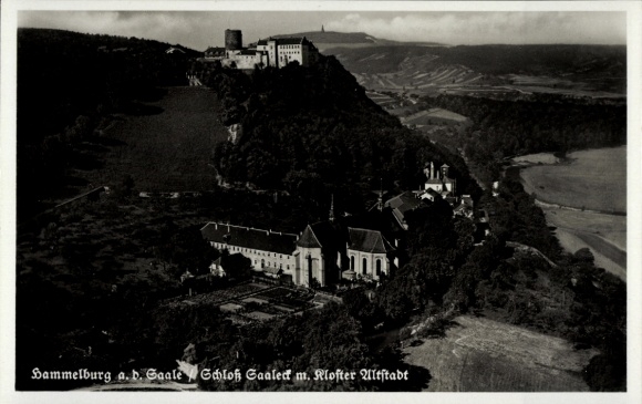 Hammelburg in Lower Franconia, Bavaria, Saaleck Castle, aerial photograph, Old Town Monastery