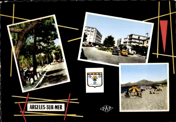 Postcard Argelès sur Mer Pyrénées Orientales, street area, beach