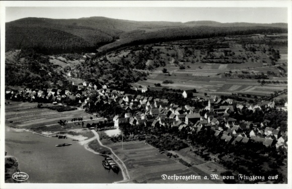 Postcard Dorfprozelten in Lower Franconia, aerial photograph