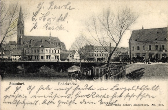 Ak Stassfurt im Salzlandkreis, Bodebrücke