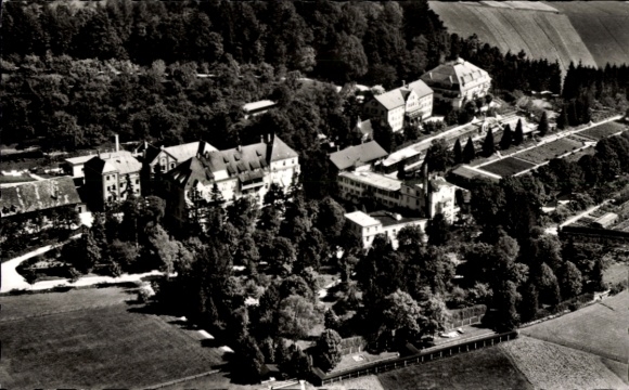 Postcard Jordanbad Biberach an der Riß Upper Swabia Württemberg, aerial photograph of a spa, natural