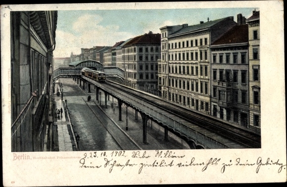 Ak Berlin Kreuzberg, Blick auf Hochbahnhof Prinzenstrasse