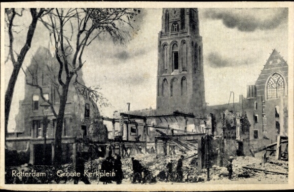 PC Rotterdam South Holland Netherlands, Groote Kerkplein, war damage WWII