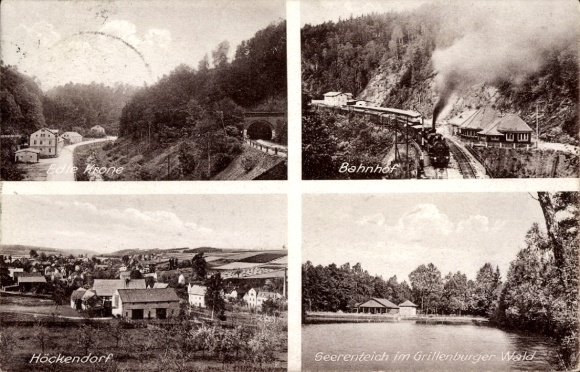 Ak Tharandt im Erzgebirge, Edle Krone, Bahnhof, Höckendorf, Seerenteich im Grillenburger Wald