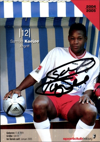 Autogrammkarte Fußballer Samuel Koejoe, SC Freiburg, Autogramm