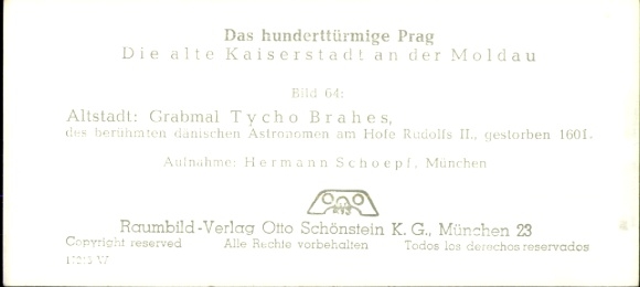 Stereofoniczny obraz przestrzenny zdjęcie Praga Praga, stare miasto, grób Tycho Brahe