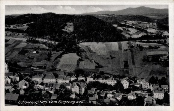 Ak Schönberg in Niederbayern, Fliegeraufnahme