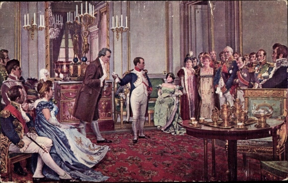 Artist Postcard Rex, Napoleon presentant le grand poete Goethe