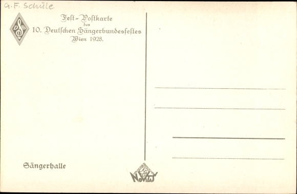 Coat of arms artist PC Schüle Vienna 2 Leopoldstadt, singers&#39; hall, 10th German singers&#39; association festival 1928