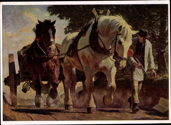 Künstler Ak Junghanns, Jul. P., Berg an, Zugpferde, HDK 263