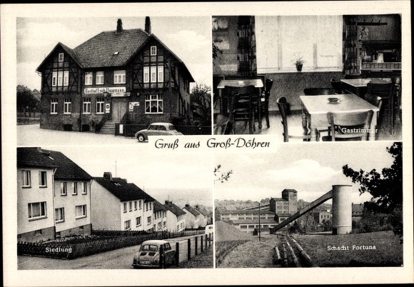 Postcard Groß Döhren Liebenburg in Lower Saxony, Fortuna shaft, Gasthof Hoppmann