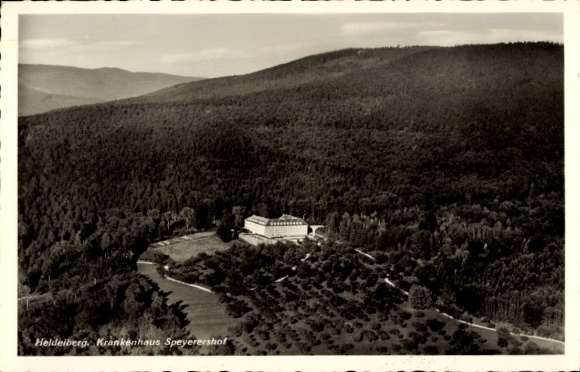 Postcard Heidelberg am Neckar, aerial photograph, Speyerershof Hospital