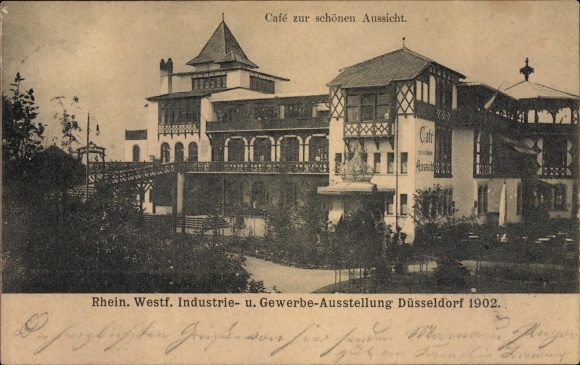 PC Dusseldorf on the Rhine, industry and trade exhibition 1902, cafe with a beautiful view