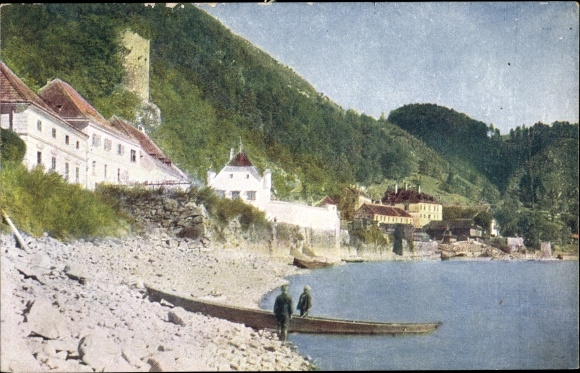 Postcard Sarmingstein St. Nikola Upper Austria, banks of the Danube