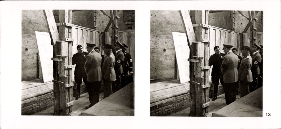 Stereo Photo Hitler Mussolini, The Fuhrer&#39;s State Visit to Italy, No. 13 Thermae Museum Rome