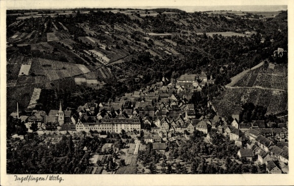 Postcard Ingelfingen in Württemberg, aerial photograph