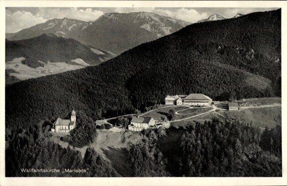Ak Siegsdorf in Opper-Beieren, klooster Maria Eck, luchtfoto, bedevaartskerk