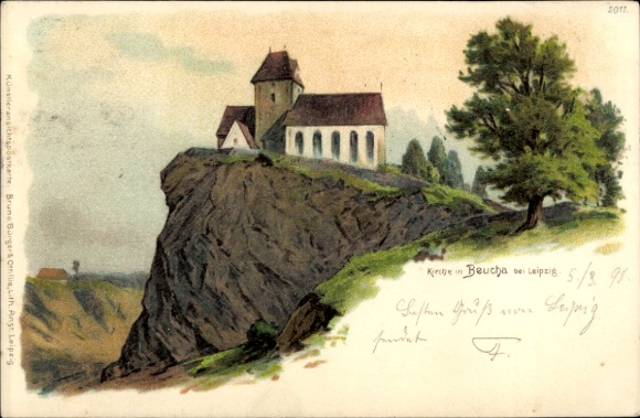 Artist Chromo-Litho Beucha Brandis Saxony, Church