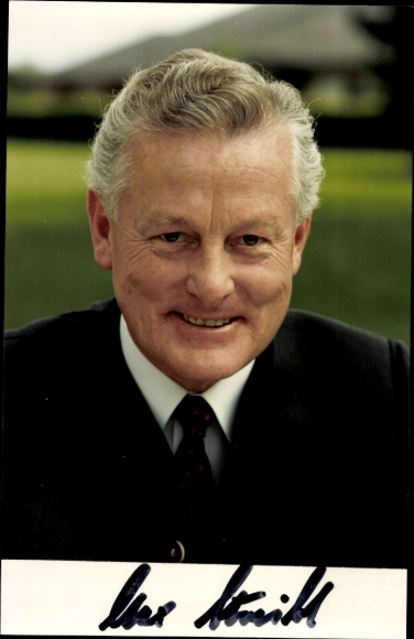 Photo politician Max Streibl, former Bavarian Prime Minister, autograph
