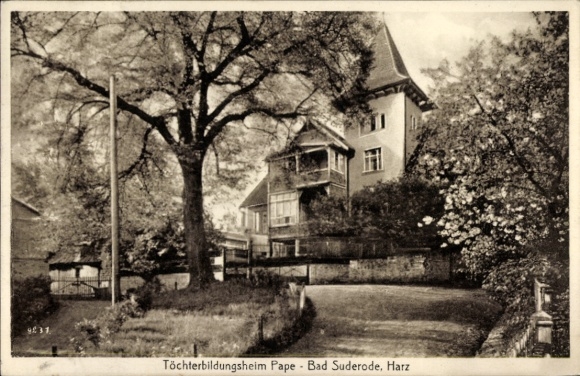 Postcard Bad Suderode Quedlinburg in the Harz Mountains, Pape Girls' Education Center