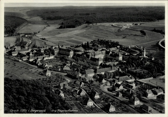 Postcard Ebrach in the Steigerwald Upper Franconia, aerial photograph