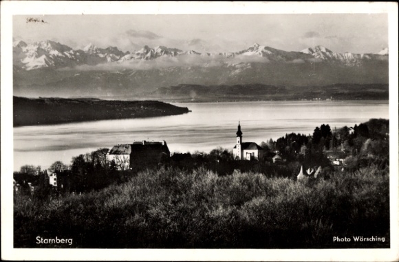 Ak Starnberg am Starnberger See Oberbayern,  See, Berge, Foto Wörsching
