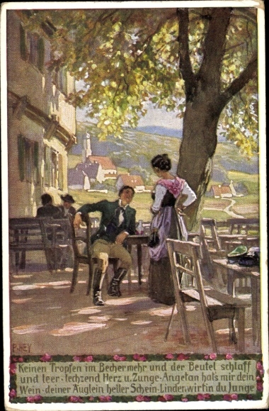 Song artist Postcard Hey, Paul, No more drops in the cup, folk song card No. 40