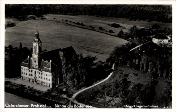 Postcard Birnau Uhldingen Mühlhofen am Bodensee, Cistercian provost's office, aerial photograph