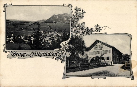 Postcard Altstädten Sonthofen im Allgäu, Panorama, Gasthaus