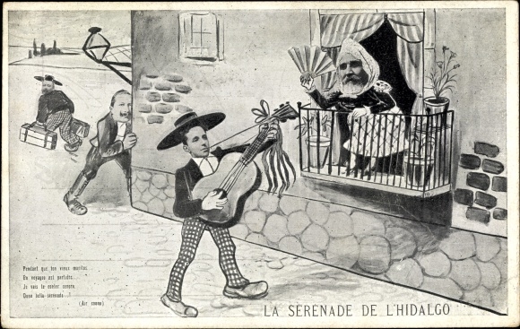 Artist PC La Serenade de l'Hidalgo, Alfons XIII, Emile Loubet, caricature