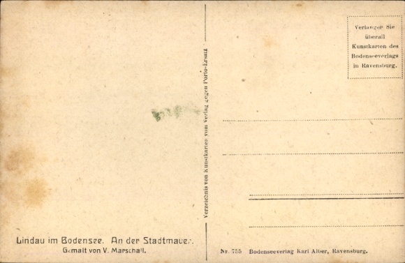 Artist Postcard Marschall, V., Lindau in Lake Constance Swabia, At the city wall