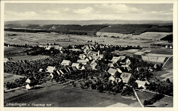 Postcard Unadingen Löffingen in the Black Forest, aerial view of rural landscape, houses