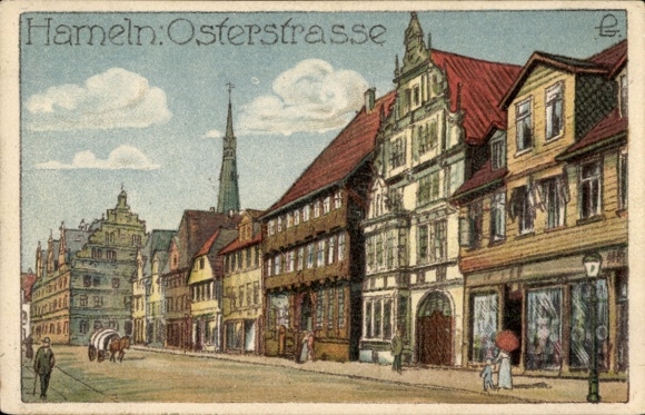 Steindruck Ak Hameln in Niedersachsen, Osterstraße
